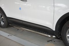 Тюнинг внедорожника Пороги с накладным листом Hyundai Santa Fe GRAND 2018