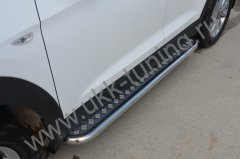 Тюнинг внедорожника Пороги с накладным листом Hyundai Tucson 2016-2018
