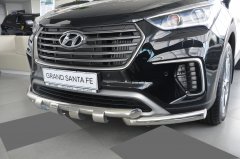 Тюнинг внедорожника Защита переднего бампера Hyundai Santa Fe GRAND 2018