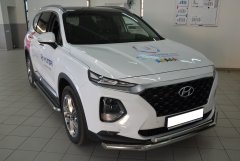 Тюнинг внедорожника Защита переднего бампера Hyundai Santa Fe 2018