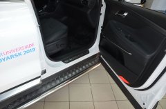 Тюнинг внедорожника Пороги с накладным листом Hyundai Santa Fe 2018