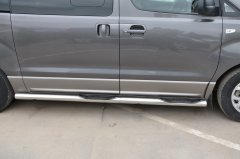 Тюнинг внедорожника Порог труба с проступью Hyundai H1 Grand Starex 2015-2018