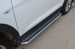 Тюнинг внедорожника Пороги с накладным листом Hyundai Tucson 2018 III рестайлинг