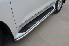 Тюнинг внедорожника Защита штатного порога труба Toyota Land Cruiser 200 2013
