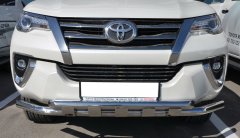 Тюнинг внедорожника Защита переднего бампера Toyota Fortuner 2017