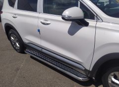 Тюнинг внедорожника Пороги с накладным листом Hyundai Santa Fe 2021
