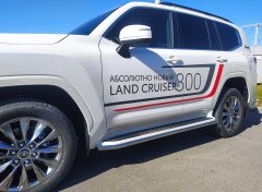 Тюнинг внедорожника Защита штатного порога труба Toyota Land Cruiser 300 2021 (Юбилейная)
