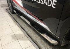 Тюнинг внедорожника Порог труба с проступью Hyundai Polisade 2021