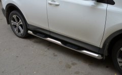 Тюнинг внедорожника Порог труба с проступью Toyota RAV4 2013