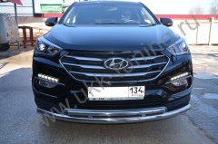 Тюнинг внедорожника Защита переднего бампера Hyundai Santa Fe 2016