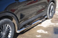Тюнинг внедорожника Порог труба с проступью Hyundai Santa Fe 2016