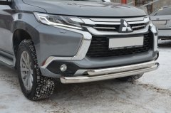 Тюнинг внедорожника Защита переднего бампера Mitsubishi Pajero Sport 2017