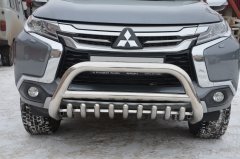 Тюнинг внедорожника Защита переднего бампера Mitsubishi Pajero Sport 2017